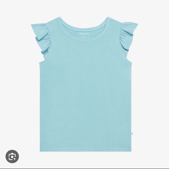 •NEW•Posh Peanut Ruffled Capsleeve Basic T-Shirt - Picture 1 of 5
